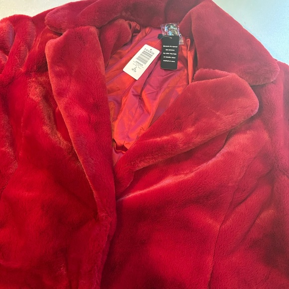 Torrid Rich Red Faux Fur Jacket - Picture 2 of 6
